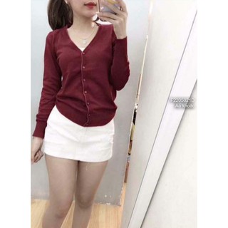 (Hàng sẵn) Áo khoác len nút cổ tim hàng QC!