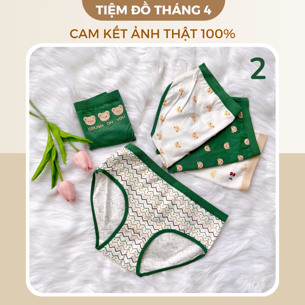 Quần Chip Nữ TIỆM ĐỒ THÁNG 4 Lót Nữ Cotton Kháng Khuẩn Họa Tiết Siêu Cute Dễ Thương Giao Màu Ngẫu Nhiên CHIP CUTE