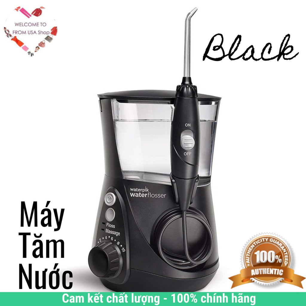 (Sẵn) Máy tăm nước Waterpik WP-662CD Water Flosser Aquarius - Màu Black - Điện 110V-120V
