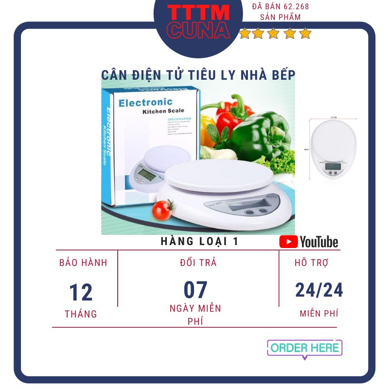 Cân Tiểu Ly Điện Tử Nhà Bếp Mini Cao Cấp Độ Chính Xác Cao Từ 1gram đến 5000 gram 1,2,3,4,5,6,7,8,9,10 Kg