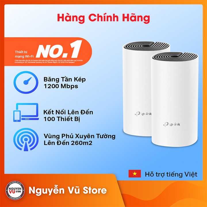 Hệ thống phát WiFi Mesh Cho Gia Đình AC1200 DECO E4 2 PACK Hàng Chính Hãng