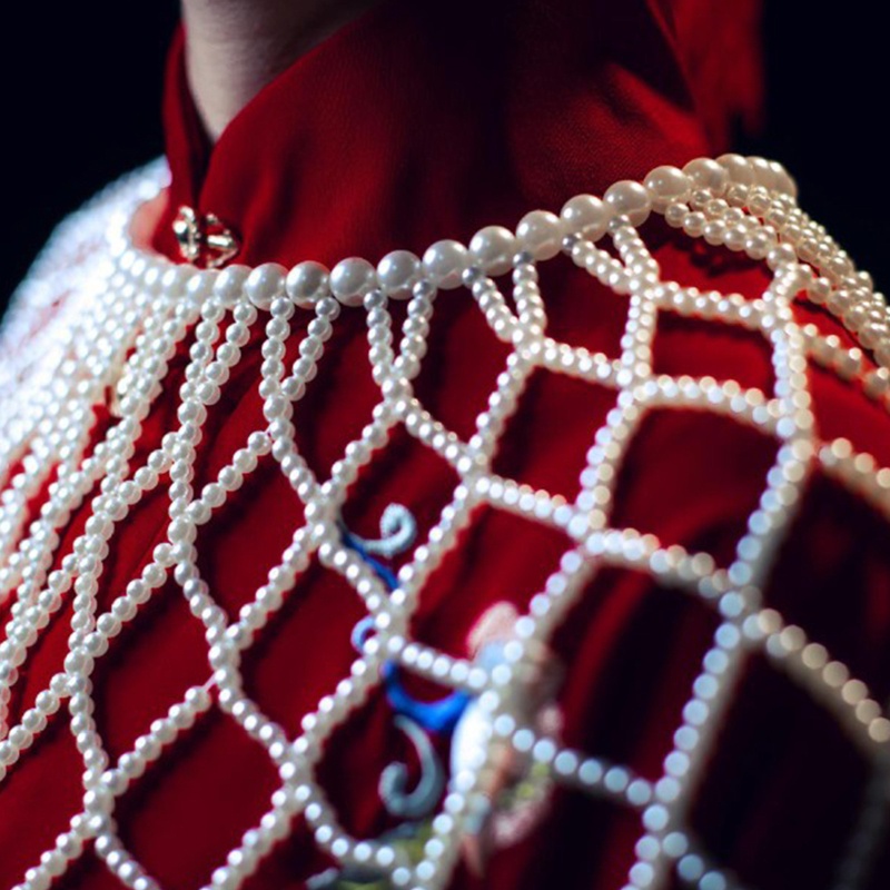 Áo Choàng Hán Phục Đính Ngọc Trai Sang Trọng Cho Nữ