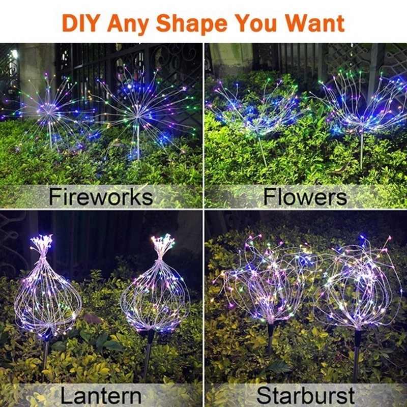 Đèn Led Năng Lượng Mặt Trời 100/120/150/180/200 Led Hình Pháo Hoa Bồ Công Anh Trang Trí Sân Vườn