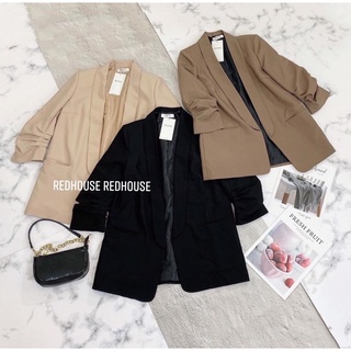 Áo blazer tay lỡ xếp ly tay