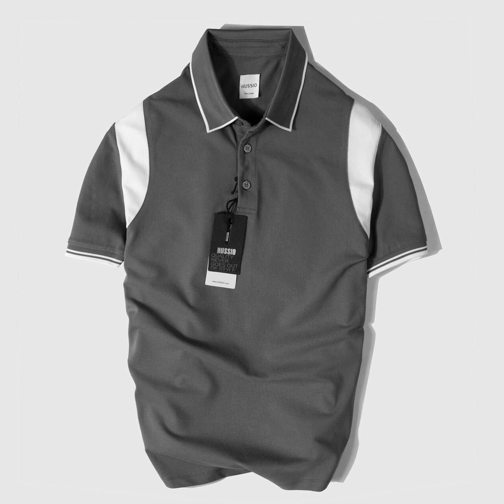 Áo thun polo nam tay ngắn cổ bẻ in họa tiết co giãn cao cấp màu xám chất cotton phong cách hàn quốc MT&Fashion MT071