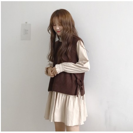 Áo len gile thắt nơ hai bên