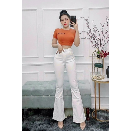 QUẦN JEANS LOE TRẮNG DÁNG DÀI JEANS DÀY DẶN- ảnh thật toan bộ