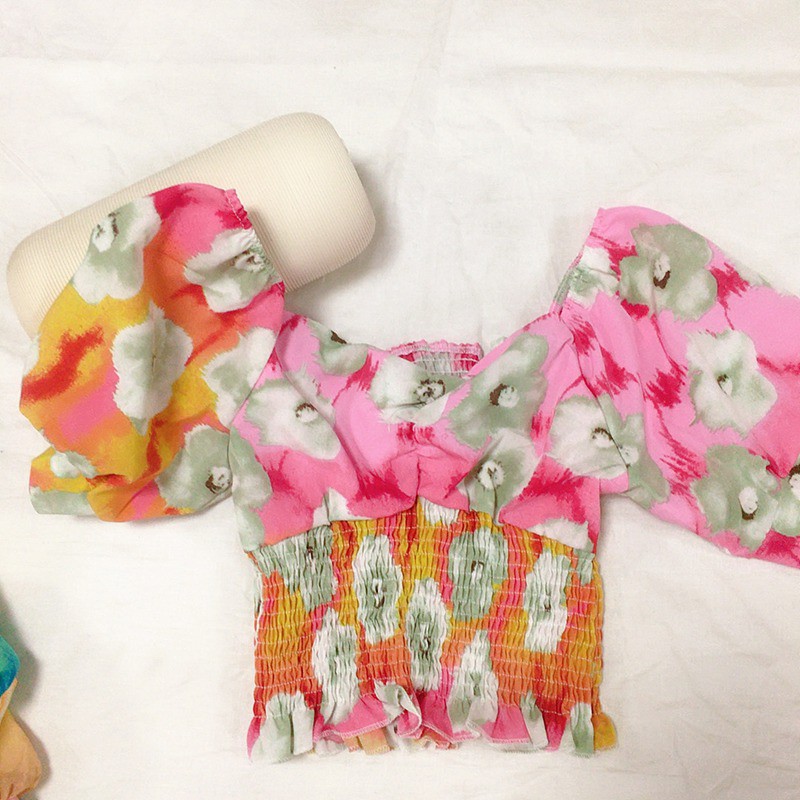 Áo Croptop Chất Chiffon Hoạ Tiết Hoa Thiết Kế Ngọt Ngào Cho Nữ | BigBuy360 - bigbuy360.vn