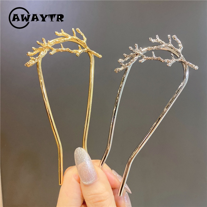 Kẹp Tóc Chữ U Đính Đá Và Ngọc Trai Giả Bằng Kim Loại Thời Trang