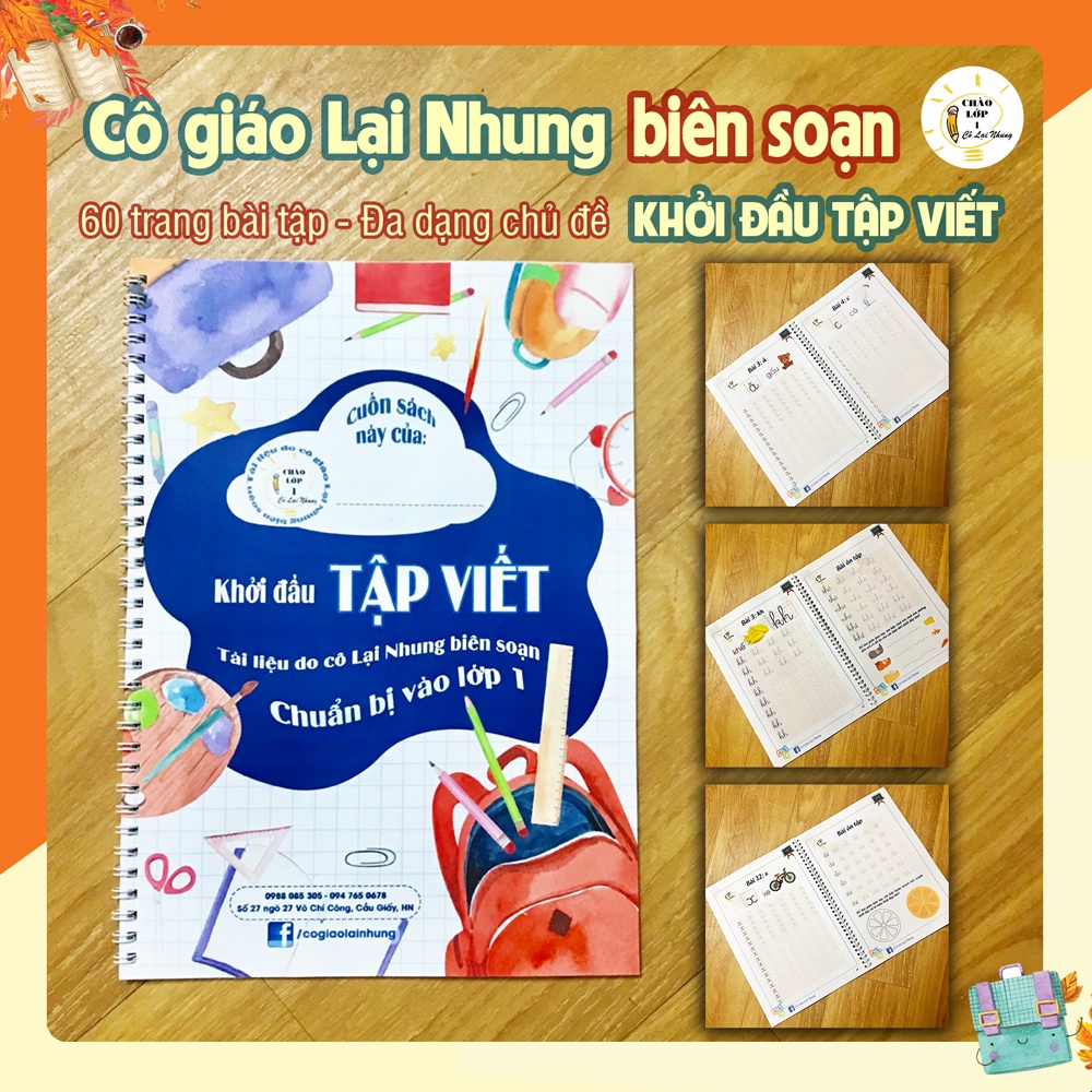 Bộ Khởi đầu học tập 5 tuổi - Chữ cái, Tập viết, Học Toán - cô giáo Lại Nhung biên soạn