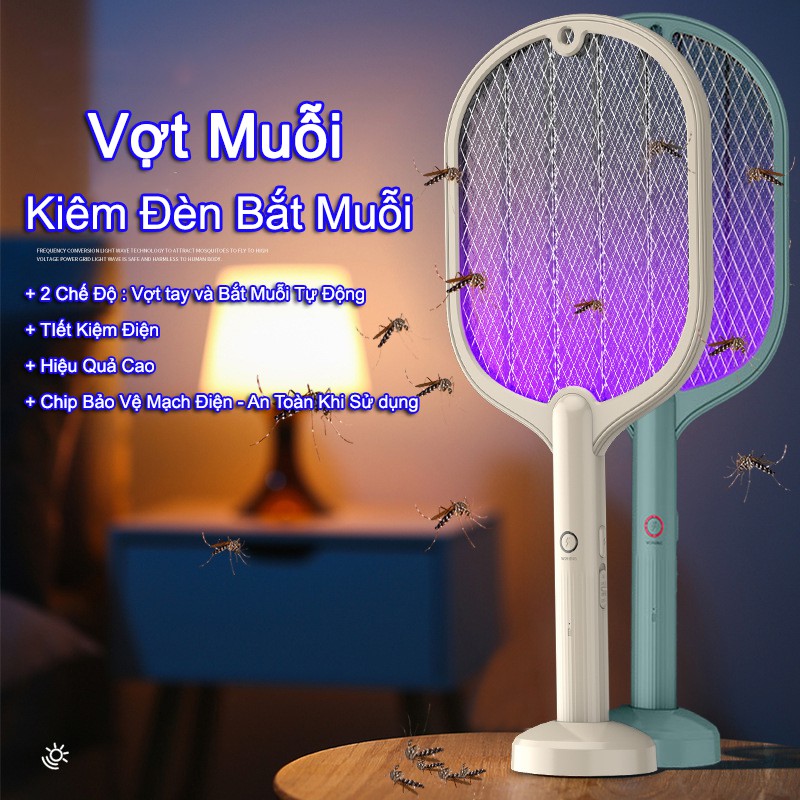 Vợt Muỗi Thông Minh Kiêm Đèn Bắt Muỗi và Đèn Ngủ  Đa Năng Tích Điện 3 Trong 1 - VM01