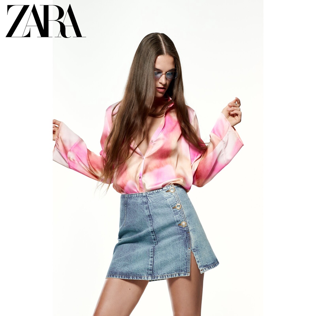 ZARA Áo Sơ Mi Lụa satin Thời Trang Xuân Hè 2022 Cho Nữ