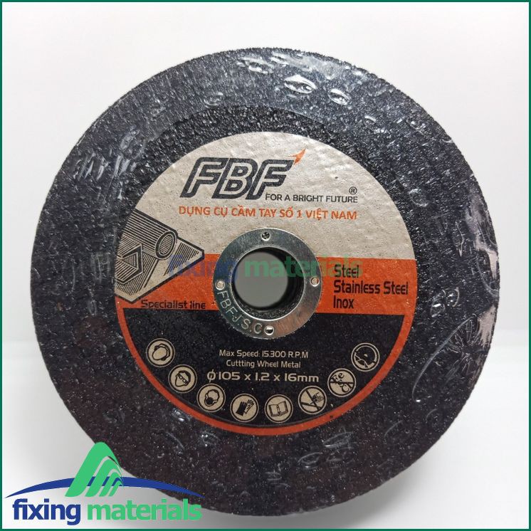 Lốc 25 viên đá cắt inox, thép 105x1.2x16mm (FBF, hàng VN chất lượng cao)