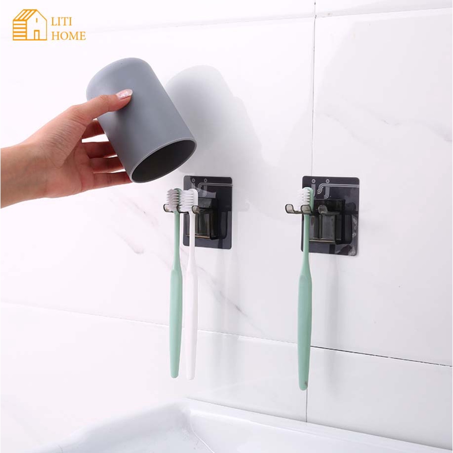 Set cốc đánh răng và miếng dán đỡ bàn chải đánh răng - Đồ gia dụng