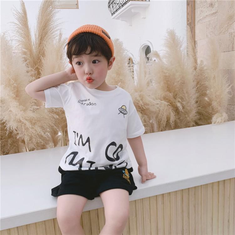 Bộ Áo Thun Cotton Tay Ngắn Kèm Quần Ngắn Phong Cách Hàn Quốc Thời Trang Mùa Hè Mới Cho Bé Trai