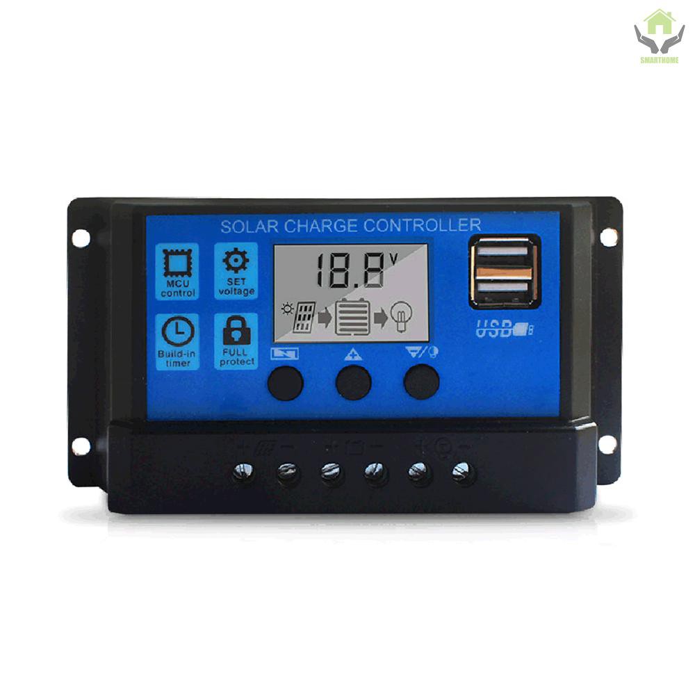 100A Solar Charge Controller, Solar Panel Controller 12V/24V Adjustable LCD Display Solar Panel Battery Regulator with Dual USB Port