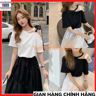 Áo thun nữ choker trễ vai buộc nơ vai 2 mầu kiểu ulzzang vintage tiều thư bánh bèo dễ thương THOITRANG1989 🍀