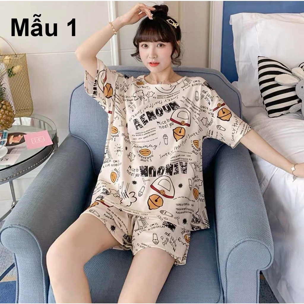 [FREESHIP ĐƠN TỪ 50K] Bộ đùi cổ tròn cute hoạt hinh in kín Basic Cotton Oversize
