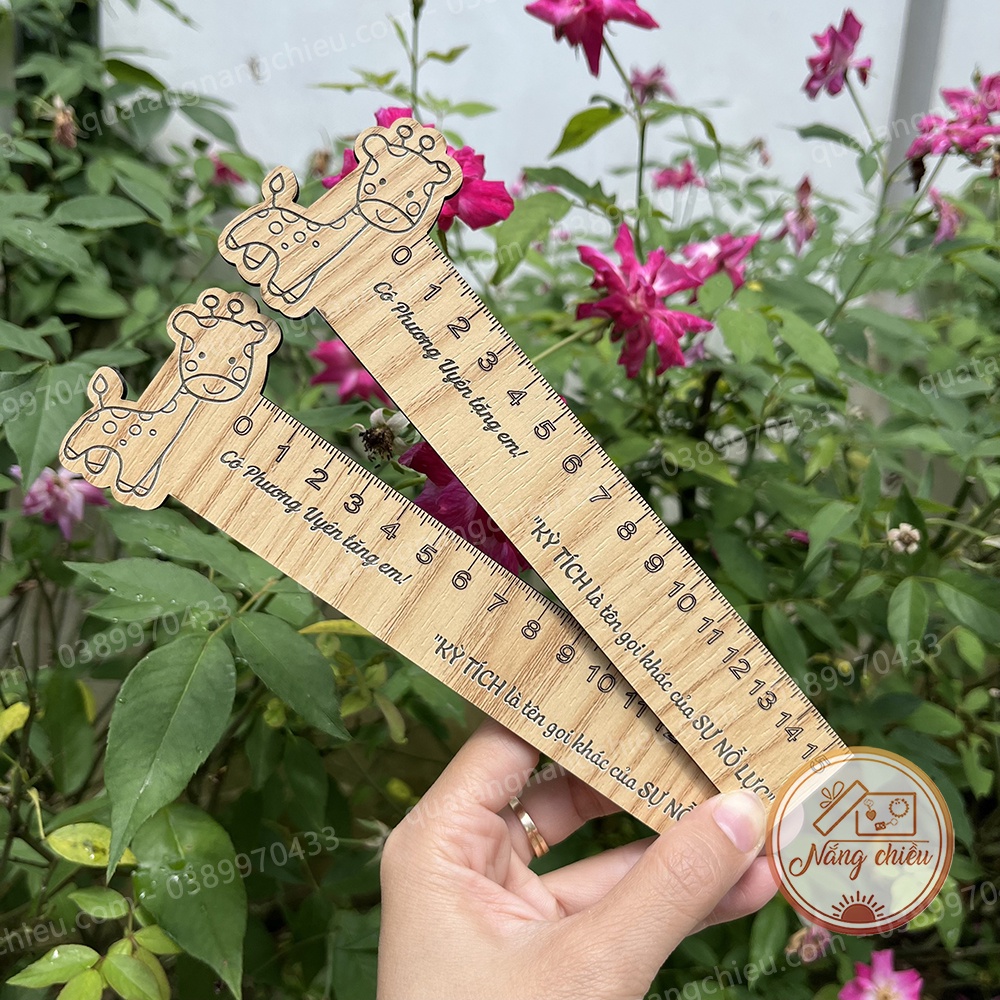 Thước kẻ học sinh khắc tên theo yêu cầu - Chất liệu gỗ MDF dày 3mm - Đa dạng mẫu mã