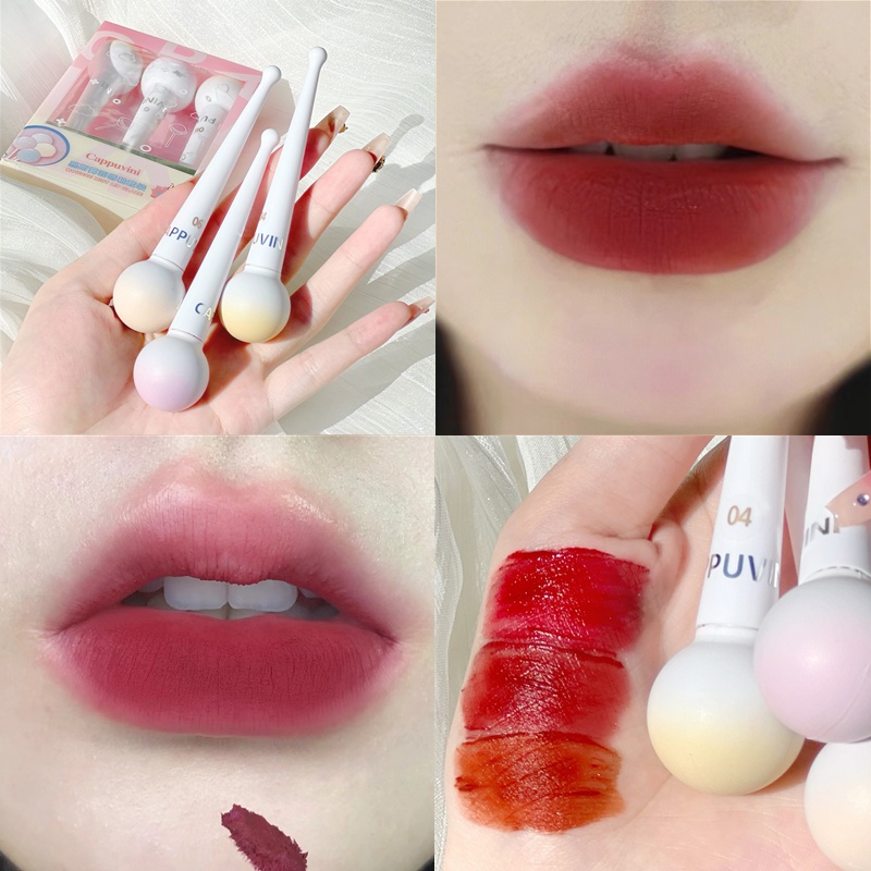 Bộ Son Kem Lì CAPPUVINI Chống Nước Lâu Phai Thiết Kế Vỏ Son Hình Kẹo Mút Xinh Xắn