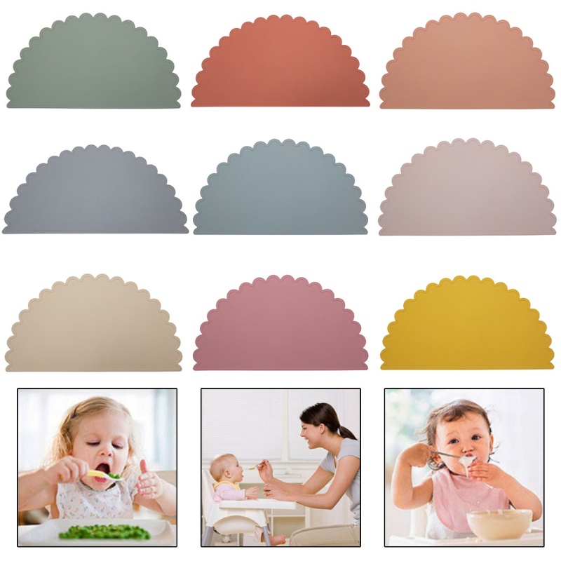 Tấm Lót Bàn Ăn Silicone Hình Tròn Chống Trượt Tái Sử Dụng Được Dành Cho Trẻ Em
