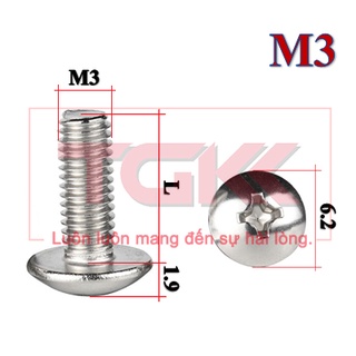 Bulong chỏm cầu to inox 201 M3 (Túi 10)