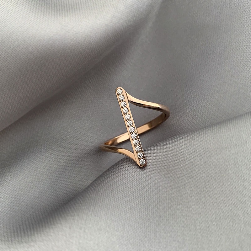 Nhẫn Nữ Kim Loại Tạo Hình Chữ Z Đính Đá Thời Trang Phong Cách Hàn Quốc
