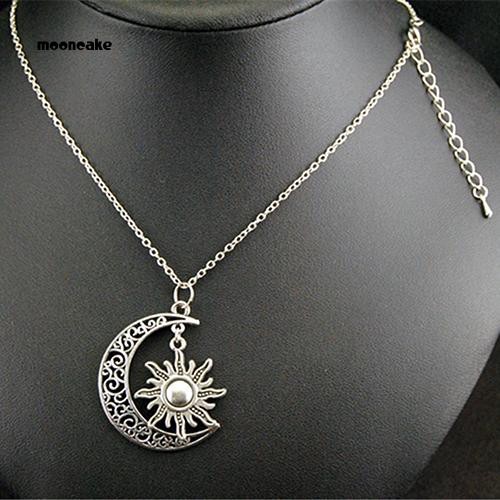 Dây chuyền hợp kim hình mặt trăng và mặt trời phong cách vintage