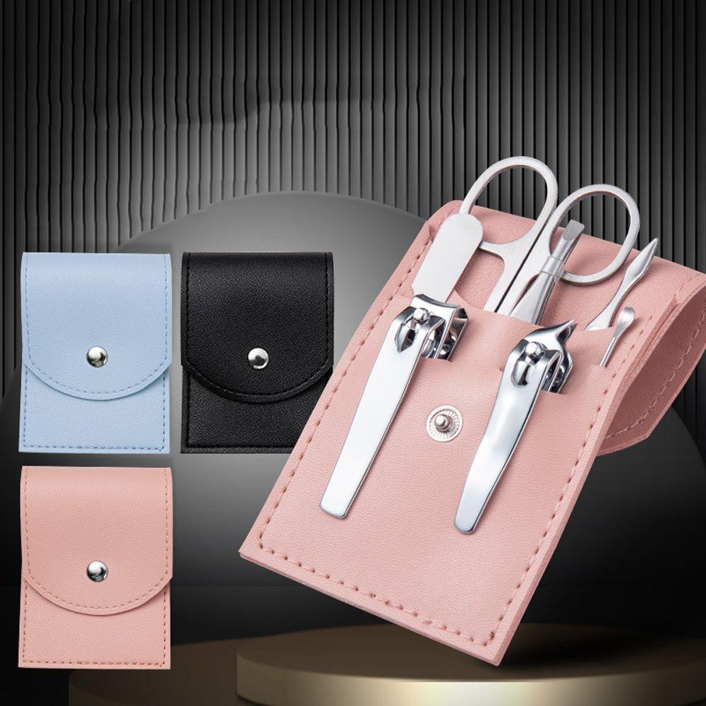 Bộ 4 / 7 Dụng Cụ Làm Móng Bằng Da PU Kèm Túi Đựng Và Nhíp Gắp Tiện Dụng