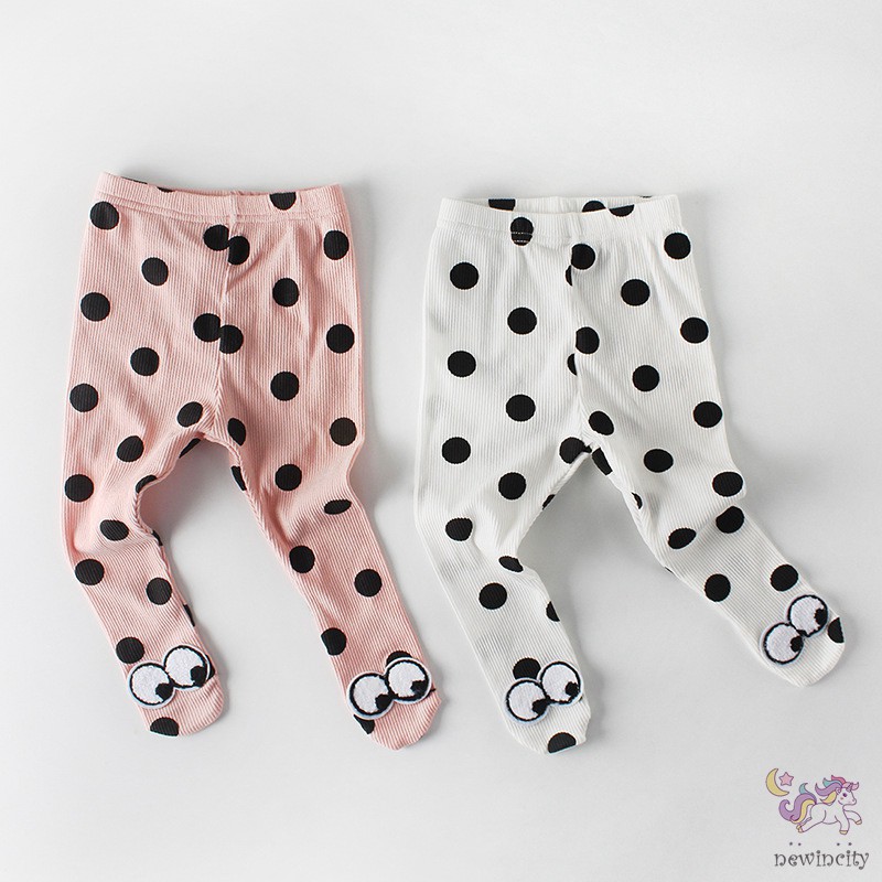 Quần Legging Chất Liệu Vải Cotton Hoạ Tiết Chấm Bi Dễ Thương Cho Bé