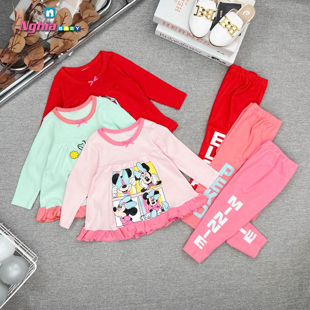 Đồ Bộ Bé Gái Babydoll NGHĨA BABY Vải Cotton Borip Mềm Mịn Mát Size Nhí 9kg đến 22kg In Hình Hot Tren