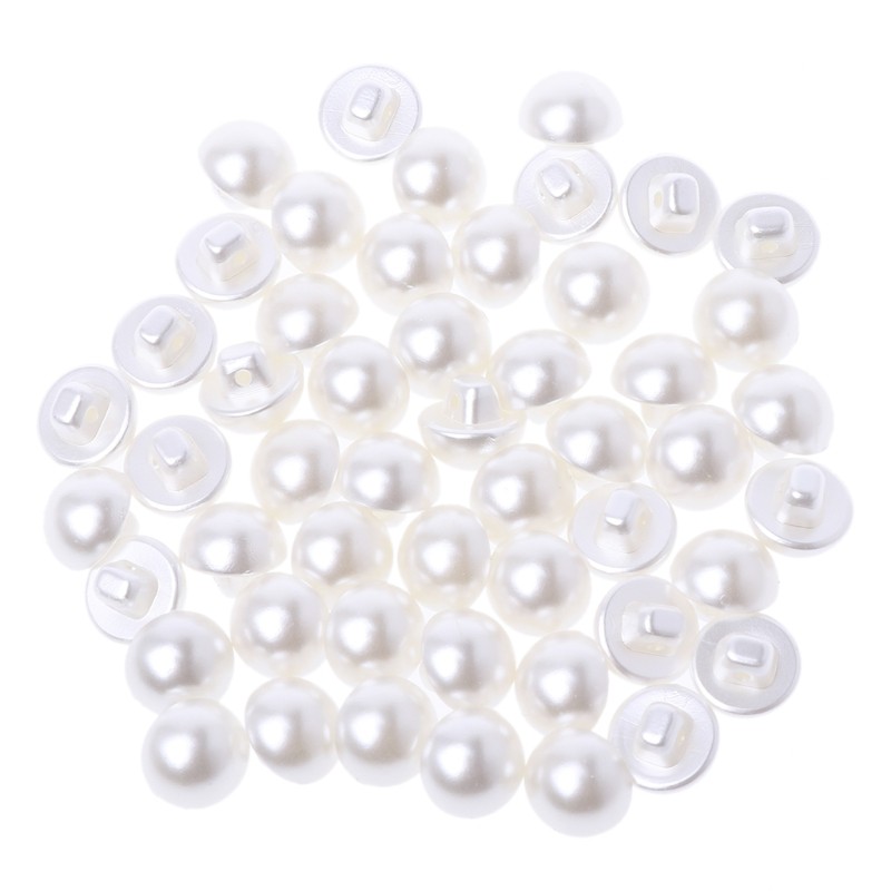 Set 50 hạt nút ngọc trai nhân tạo dùng để trang trí áo quần/đồ thủ công đẹp mắt