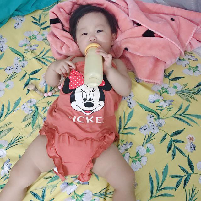 Set bộ hè 2 dây bé gái Minky Mom thun lạnh hình chuột Mickey - Halukidsvn.B2D01