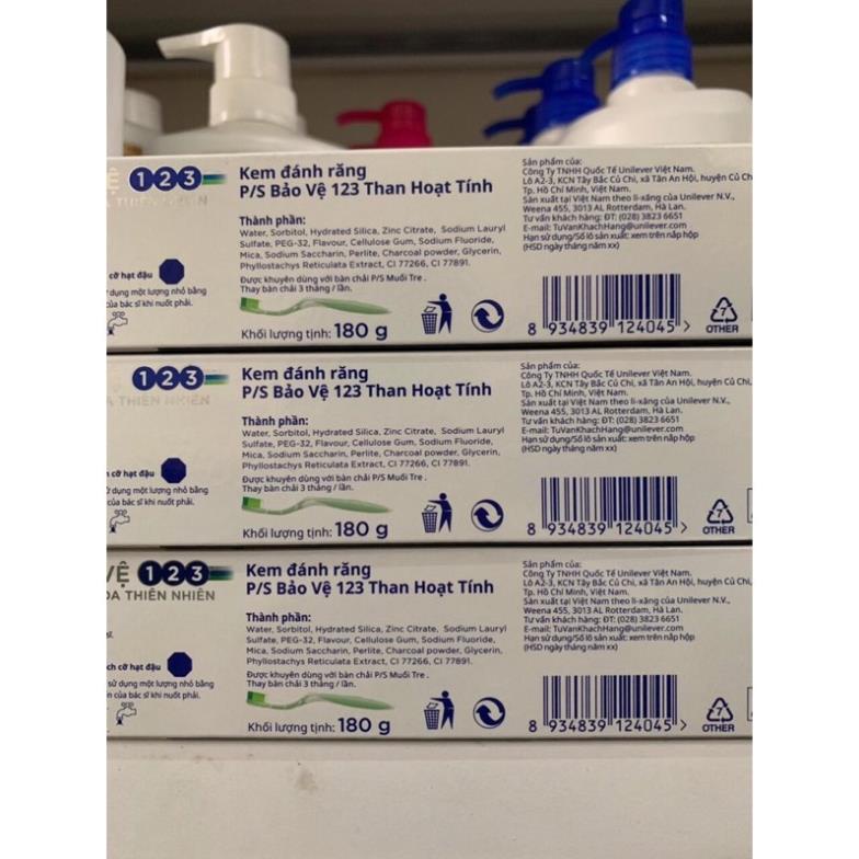 [Chính Hãng ] Kem Đánh Răng P/S Bảo Vệ 123 - Tinh Hoa Thiên Nhiên (Than Hoạt Tính) 180g