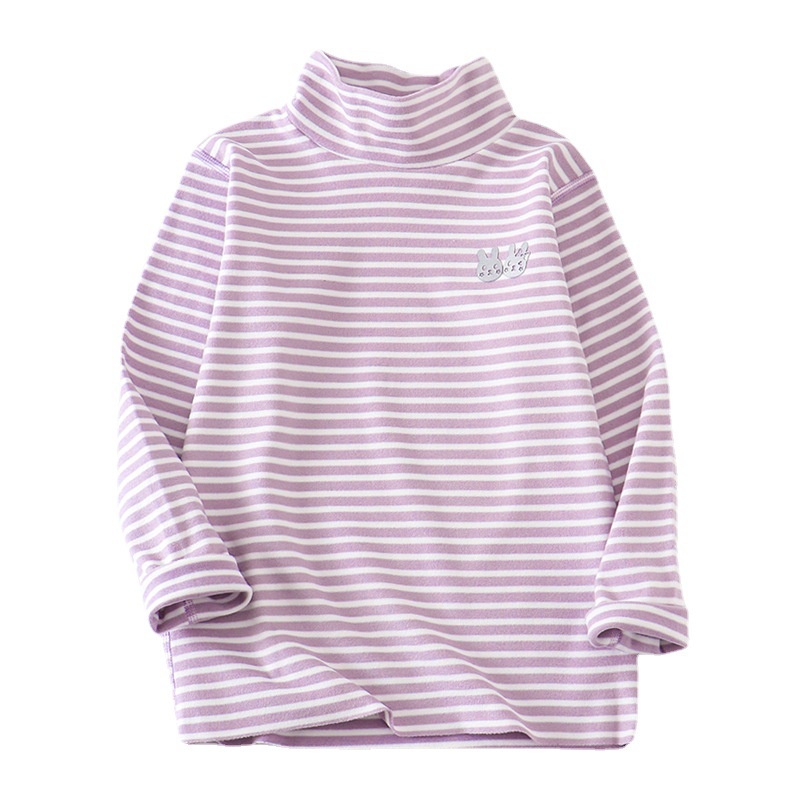 YAOEENH Áo thun tay dài thời trang kẻ sọc cổ cao thích hợp bé gái bé trai