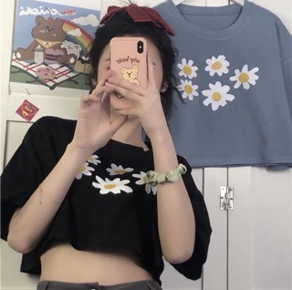 ÁO CROPTOP IN HÌNH HOA CÚC