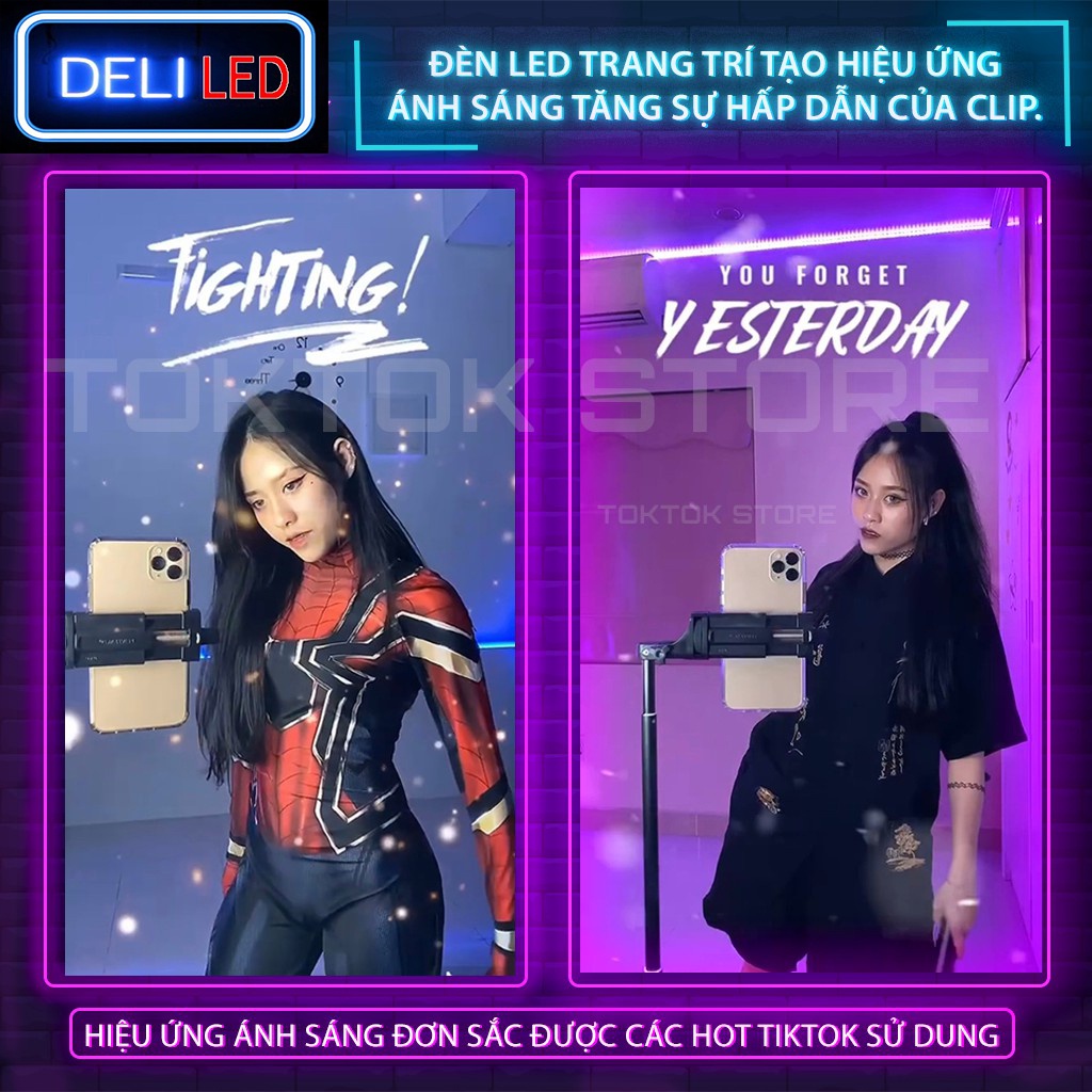 Đèn Led TikTok Cuộn 5 Mét Nối Sẵn Nguồn, Ánh Sáng Đứng Yên, Đèn Led livestream giá tốt ánh sáng đẹp