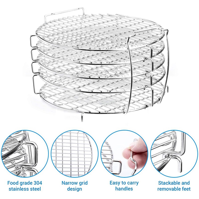 Giá Đỡ Bằng Thép Không Gỉ 5 Tầng Cho Nồi Áp Suất Không Dầu 6.5 Qt &amp; 8 Qt