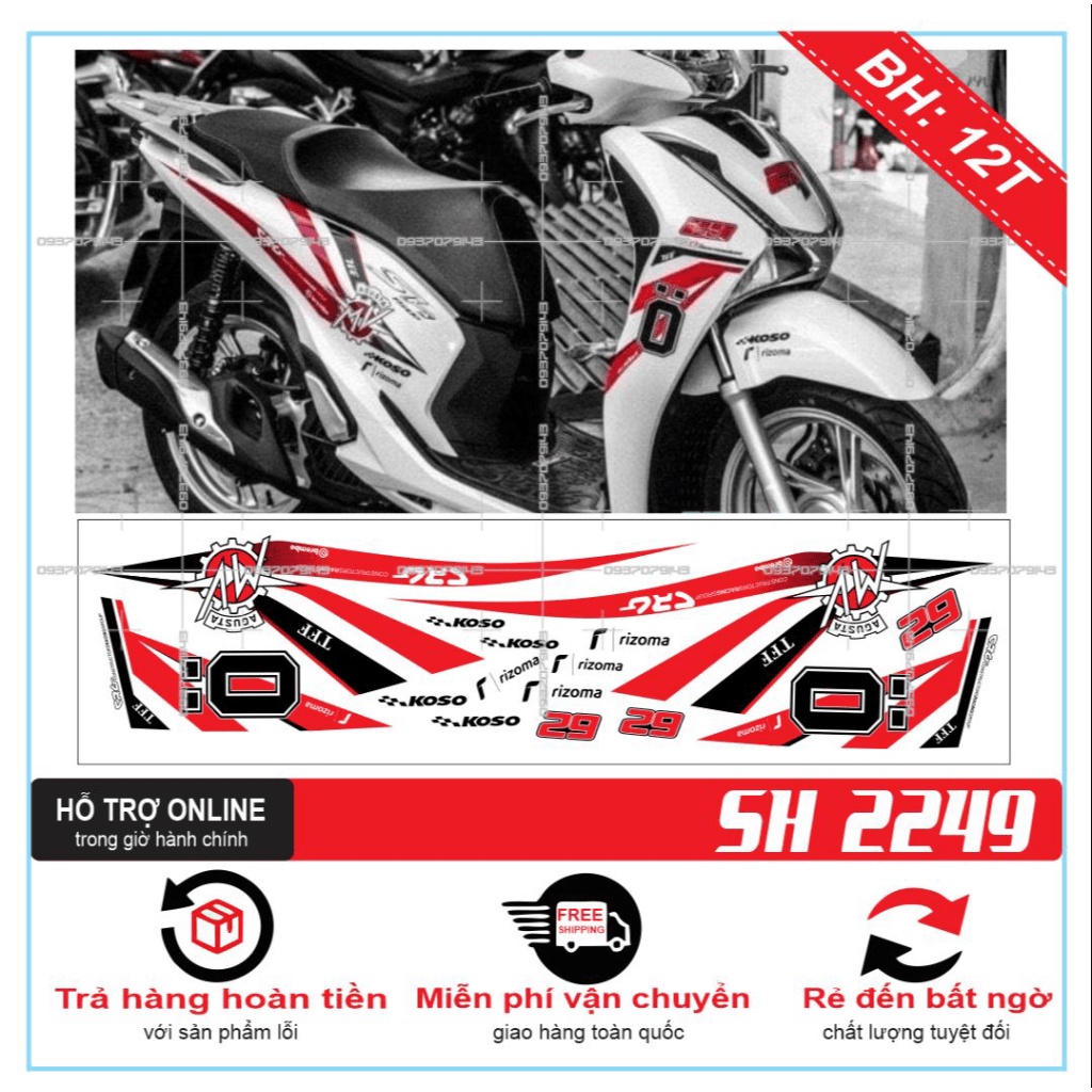 TEM XE SH 2019 OHLINS TRẮNG ĐỎ -- SHIN DECAL 2