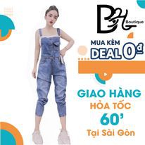 Quần yếm jean nữ thiết kế túi ngực cá tính năng động phù hợp mặc đi chơi, du lịch