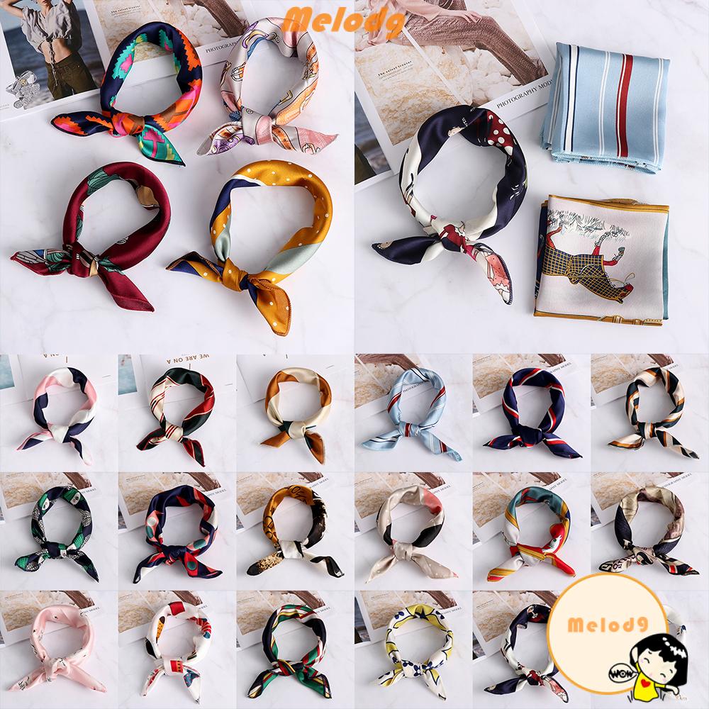 💍Melodg💍 Khăn Choàng Cổ/ Khăn Tay/ Khăn Tay Hình Vuông Cỡ Nhỏ Vải Lụa Satin Kiểu Vintage Thời Trang Cho Nữ