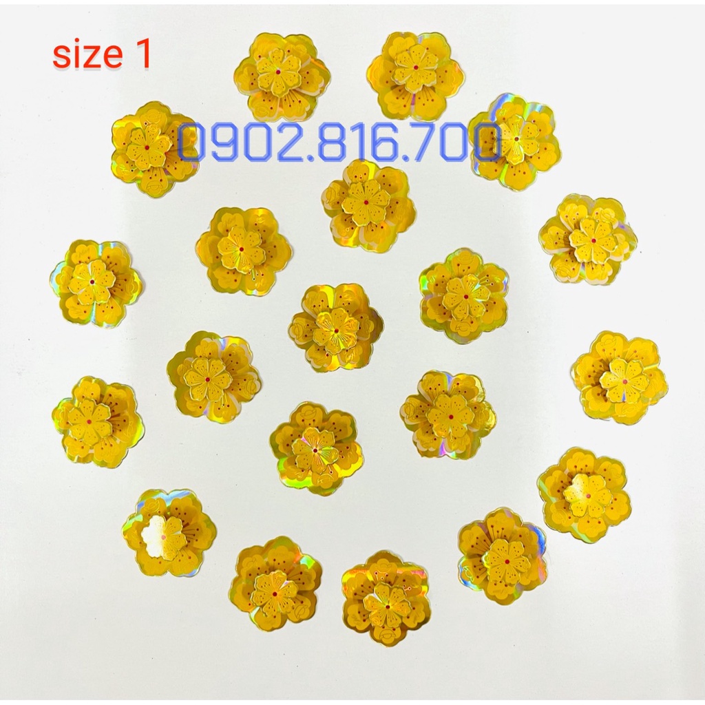 Sét hoa mai - hoa đào ánh kim 3D bằng giấy dán tường - dán kiếng phụ kiện trang trí tết