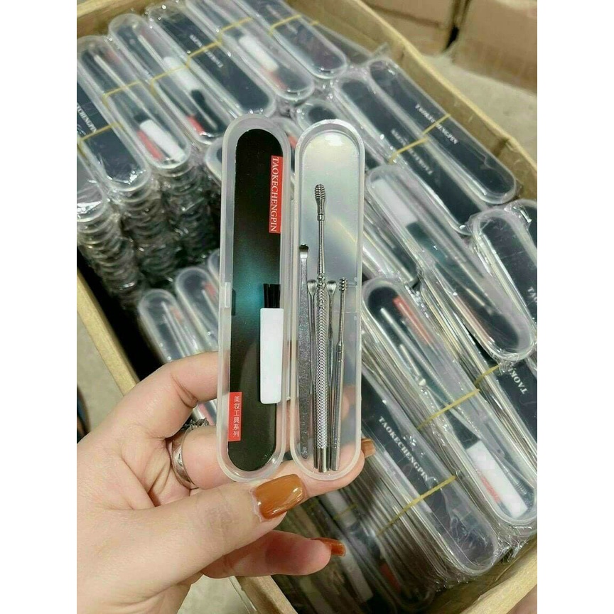 Bộ dụng cụ ngoáy tai inox 6 món, Bộ lấy ráy tai thép không rỉ 6 món