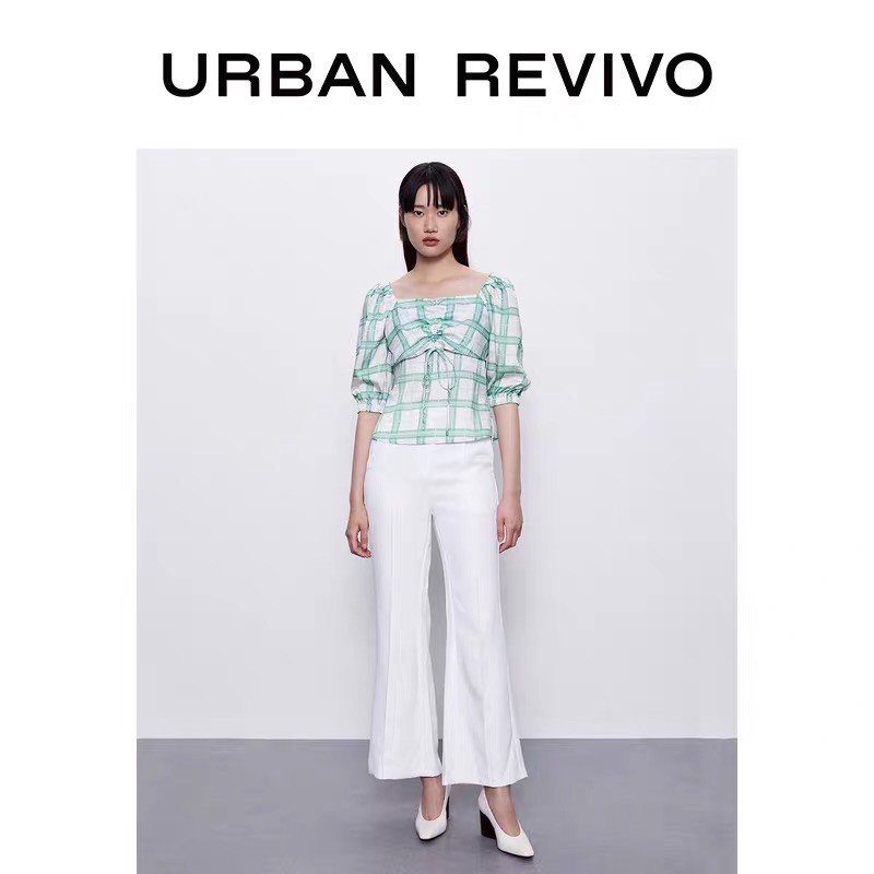 Áo lụa kẻ xanh Urban Revivo