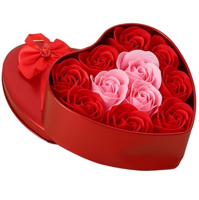 Quà 20/10 - Hộp thiếc hoa hồng sáp 11 bông | BigBuy360 - bigbuy360.vn