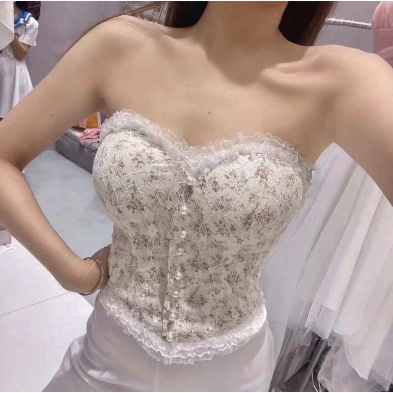MẪU MỚI*Áo bra ren hoa nhí đính khuy,Áo hai dây mẫu mới croptop BAO ĐẸP LUÔN !(ảnh thật)