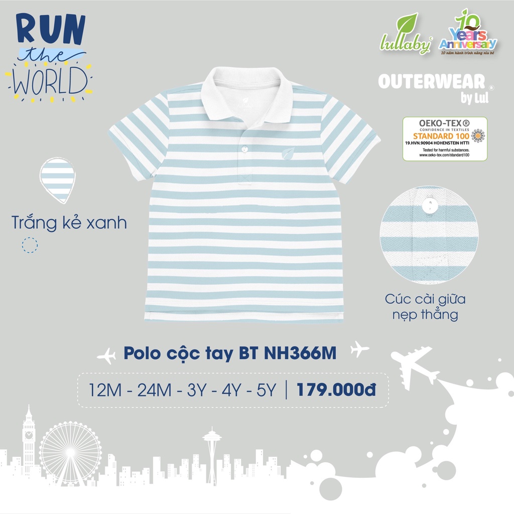 [CHÍNH HÃNG] Bộ quần áo polo, quần short bé trai họa tiết trẻ em Lullaby ( rời áo-rời quần )