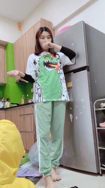 [GIÁ HUỶ  DIỆT]  Set áo khủng long + quần thun xanh 2 sọc unisex (ảnh thật )