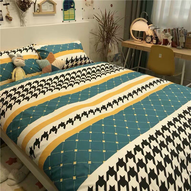 Bộ chăn ga gối Poly Hàn Quốc Roma cam phối cao cấp (Tặng vỏ gối ôm) - Miễn phí bo chun