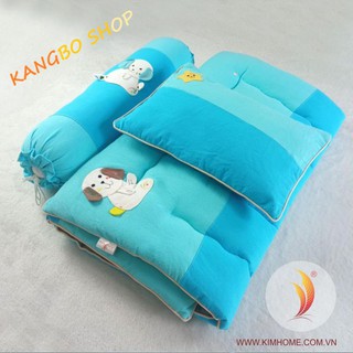 Bộ nệm gối cho bé đi nhà trẻ chất liệu KARA chần gòn thoáng mát thương hiệu Kim Home